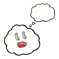 cartoon spooky cloud with thought bubble N7