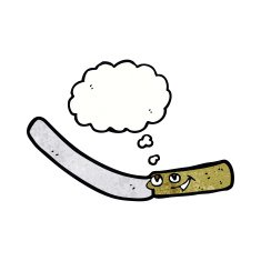 cartoon kitchen knife with thought bubble N3