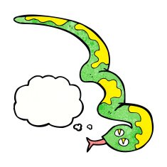 cartoon hissing snake with thought bubble N23