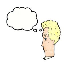 cartoon annoyed man with thought bubble N87