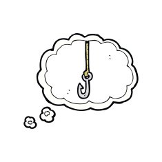 cartoon hook with thought bubble N3