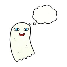 funny cartoon ghost with thought bubble N91