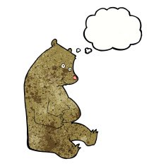 cartoon happy bear with thought bubble N3