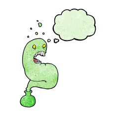 cartoon halloween ghost in bottle with thought bubble N21