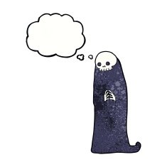 cartoon halloween ghoul with thought bubble N9