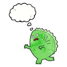 cartoon monster with thought bubble N53
