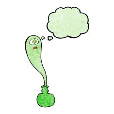 cartoon halloween ghost in bottle with thought bubble N22