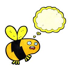 cartoon bee with thought bubble N34