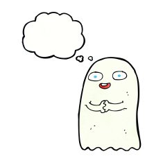 funny cartoon ghost with thought bubble N93