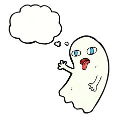 funny cartoon ghost with thought bubble N98