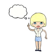 cartoon woman with idea thought bubble N260