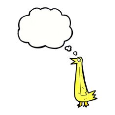 funny cartoon bird with thought bubble N139