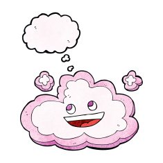 cartoon decorative cloud with thought bubble N12