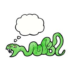 cartoon snake with thought bubble N69