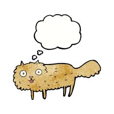 cartoon furry cat with thought bubble N10