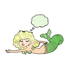 cartoon mermaid with thought bubble N71