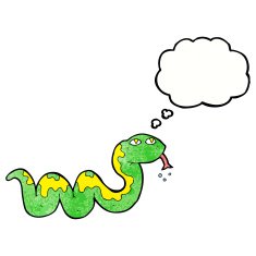 cartoon snake with thought bubble N70