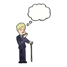 cartoon shocked gentleman with thought bubble N11