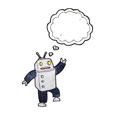 cartoon robot with thought bubble N196