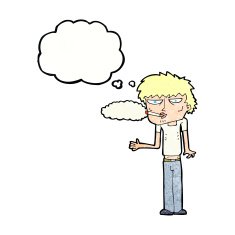 cartoon smoker with thought bubble N11