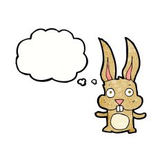 cartoon rabbit with thought bubble N97