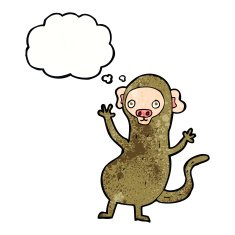 cartoon monkey with thought bubble N38