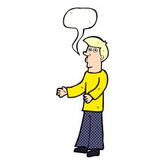 cartoon curious man with speech bubble N78