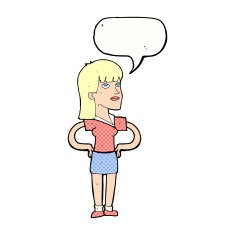 cartoon woman with hands on hips speech bubble N254