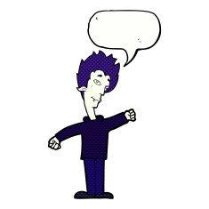 cartoon vampire man with speech bubble N139