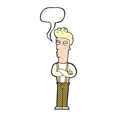 cartoon unimpressed man with speech bubble N11