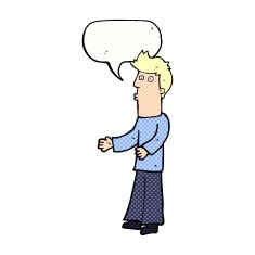 cartoon man explaining with speech bubble N24