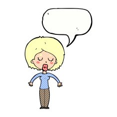 cartoon woman with closed eyes speech bubble N12
