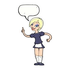 cartoon waitress taking order with speech bubble N23
