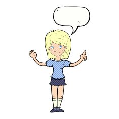 cartoon woman explaining idea with speech bubble N12