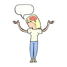 cartoon intelligent woman with speech bubble N24