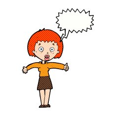 cartoon amazed woman with speech bubble N12