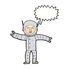cartoon space man with speech bubble N24