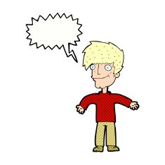 cartoon happy man with speech bubble N535