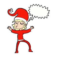 santa's helper cartoon with speech bubble N12
