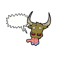 cartoon cow face with speech bubble N10