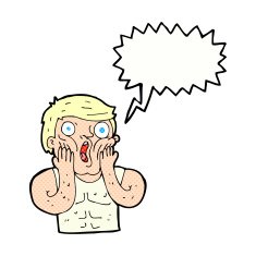 cartoon shocked gym man with speech bubble N23