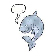 cartoon shark with speech bubble N45