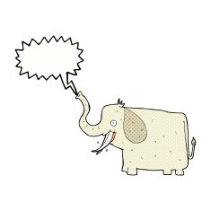 cartoon happy elephant with speech bubble N15