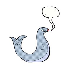 cartoon happy seal with speech bubble N24