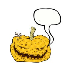 cartoon halloween pumpkin with speech bubble N20