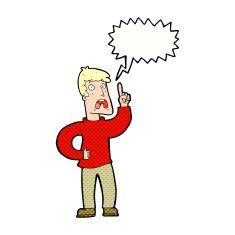 cartoon man with complaint speech bubble N12