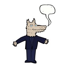 cartoon wolf with speech bubble N23