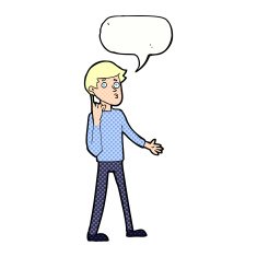 cartoon man asking question with speech bubble N57