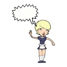 cartoon waitress taking order with speech bubble N24