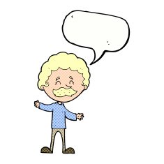 cartoon happy man with mustache speech bubble N12